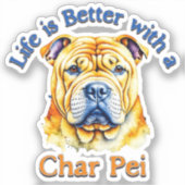 Char Pei Hondenliefhebber sticker sticker, hondenm (Voorkant)