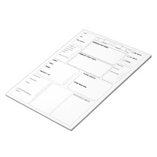 Character Sheet Notepad Notitieblok