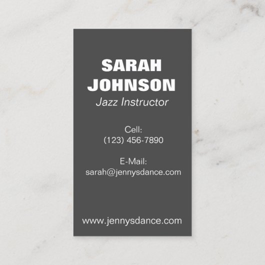 Character Shoe Dance Teacher Studio Choreograaf Visitekaartje (Achterkant)