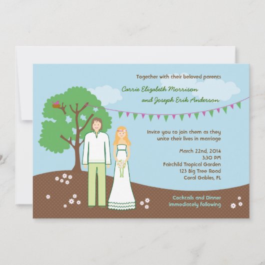 Character Whimsical Wedding Invitation Kaart (Voorkant)