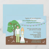 Character Whimsical Wedding Invitation Kaart (Voorkant / Achterkant)