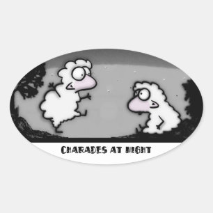 Charades bij nacht ovale sticker