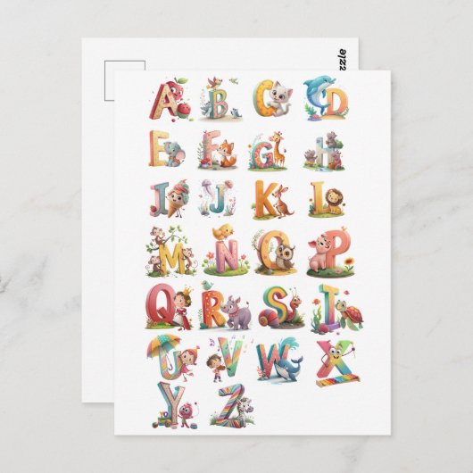 Charcaters alphabet letters briefkaart (Voorkant / Achterkant)