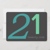 Charcoal and Blue Custom 21st Birthday Invitation Kaart (Voorkant)