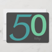 Charcoal and Blue Custom 50th Birthday Invitation Kaart (Voorkant)