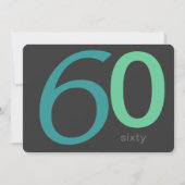 Charcoal and Blue Custom 60th Birthday Invitation Kaart (Voorkant)