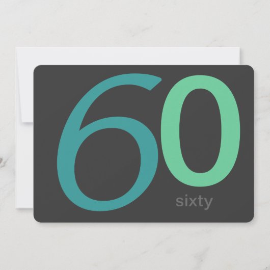 Charcoal and Blue Custom 60th Birthday Invitation Kaart (Voorkant)
