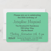 Charcoal and Blue Custom 65th Birthday Invitation Kaart (Achterkant)