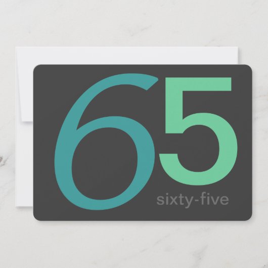 Charcoal and Blue Custom 65th Birthday Invitation Kaart (Voorkant)