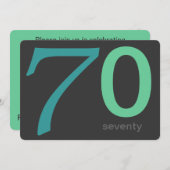 Charcoal and Blue Custom 70th Birthday Invitation Kaart (Voorkant / Achterkant)