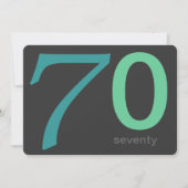 Charcoal and Blue Custom 70th Birthday Invitation Kaart (Voorkant)