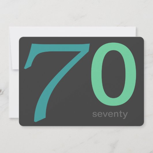 Charcoal and Blue Custom 70th Birthday Invitation Kaart (Voorkant)