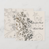 Charcoal and Ivory Filigree Wedding Invitation Kaart (Voorkant / Achterkant)