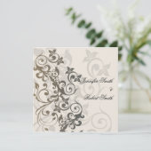 Charcoal and Ivory Filigree Wedding Invitation Kaart (Staand voorkant)