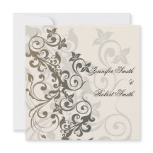 Charcoal and Ivory Filigree Wedding Invitation