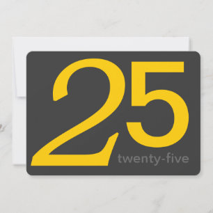 Charcoal and Yellow Custom 25th Birthday Invite Kaart