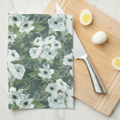 Charcoal Anemones Theedoek (Quarter Fold)