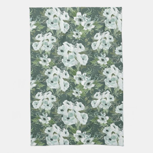 Charcoal Anemones Theedoek (Verticaal)
