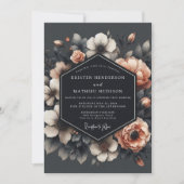 Charcoal & Apricot Gothic Wedding Kaart (Voorkant)