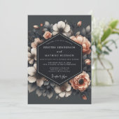 Charcoal & Apricot Gothic Wedding Kaart (Staand voorkant)