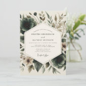 Charcoal Artistic Botanical Wedding Kaart (Staand voorkant)