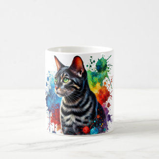 Charcoal Bengal Cat Waterverf Portret Koffiemok