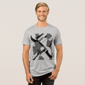 Charcoal Black Diagonal Geometric Art MCM-geïnspir Tri-Blend Shirt (Voorkant volledig)
