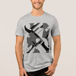 Charcoal Black Diagonal Geometric Art MCM-geïnspir Tri-Blend Shirt