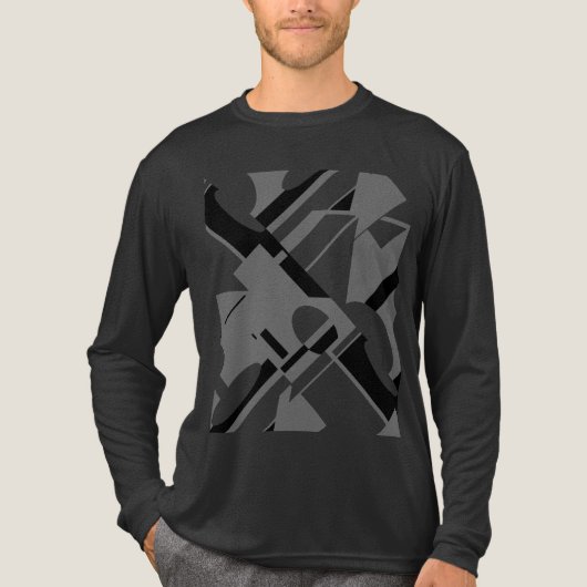 Charcoal Black Diagonal Geometric Art MCM-geïnspir Tri-Blend Shirt (Voorkant volledig)