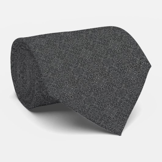 Charcoal Black Jacquard Monochrome Textured Stropdas (Opgerold)