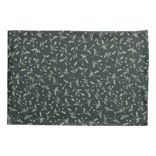 Charcoal Black Modern Farmhouse Daisy Buds Pattern Kussensloop (Achterkant)