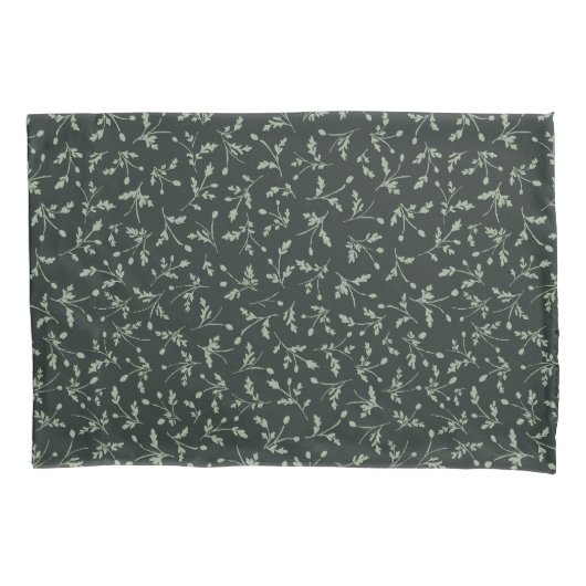 Charcoal Black Modern Farmhouse Daisy Buds Pattern Kussensloop (Voorkant)