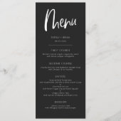 Charcoal black Modern minimalist Wedding Menu (Voorkant)