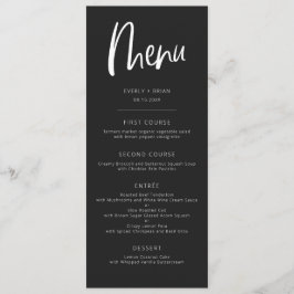 Charcoal black Modern minimalist Wedding Menu