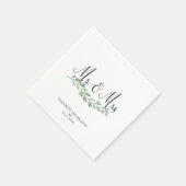 Charcoal Black Script Mr. & Mrs. Greenery Wedding Servet (Hoek)