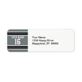 Charcoal Black Whit Team Jersey Custom Number Name Etiket (Voorkant)