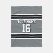 Charcoal Black Whit Team Jersey Custom Number Name Fleece Deken (Voorkant)