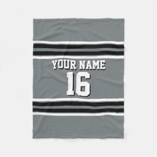 Charcoal Black Whit Team Jersey Custom Number Name Fleece Deken