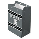 Charcoal Black Whit Team Jersey Custom Number Name Medium Cadeauzakje (Voorkant Gekanteld)