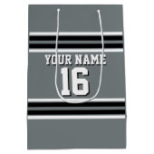 Charcoal Black Whit Team Jersey Custom Number Name Medium Cadeauzakje (Achterkant)