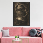 Charcoal Blacksmith aan het werk Canvas Afdruk (Insitu (Woonkamer))