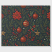 Charcoal Bloom - Charcoal Floral Holiday Cadeaupapier (Vlak)