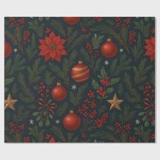 Charcoal Bloom - Charcoal Floral Holiday Cadeaupapier
