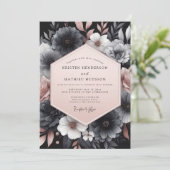 Charcoal Blush Gloaming Wedding Kaart (Staand voorkant)