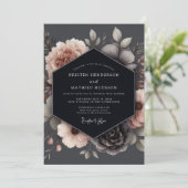 Charcoal Blush Poetic Wedding Kaart (Staand voorkant)
