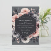 Charcoal Blush Tableau Wedding Kaart (Staand voorkant)