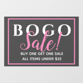 Charcoal BOGO Retail Sale Window Cling Raamsticker