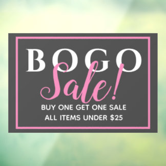 Charcoal BOGO Retail Sale Window Cling Raamsticker