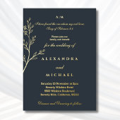 Charcoal Botanical Bible Verse Christian Wedding  Folie Uitnodiging