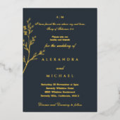 Charcoal Botanical Bible Verse Christian Wedding  Folie Uitnodiging (Voorkant)